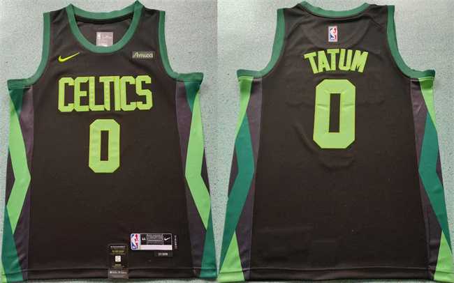 Mens Boston Celtics #0 Jayson Tatum Black 2024-25 City Edition Statement Edition Stitched Basketball Jersey